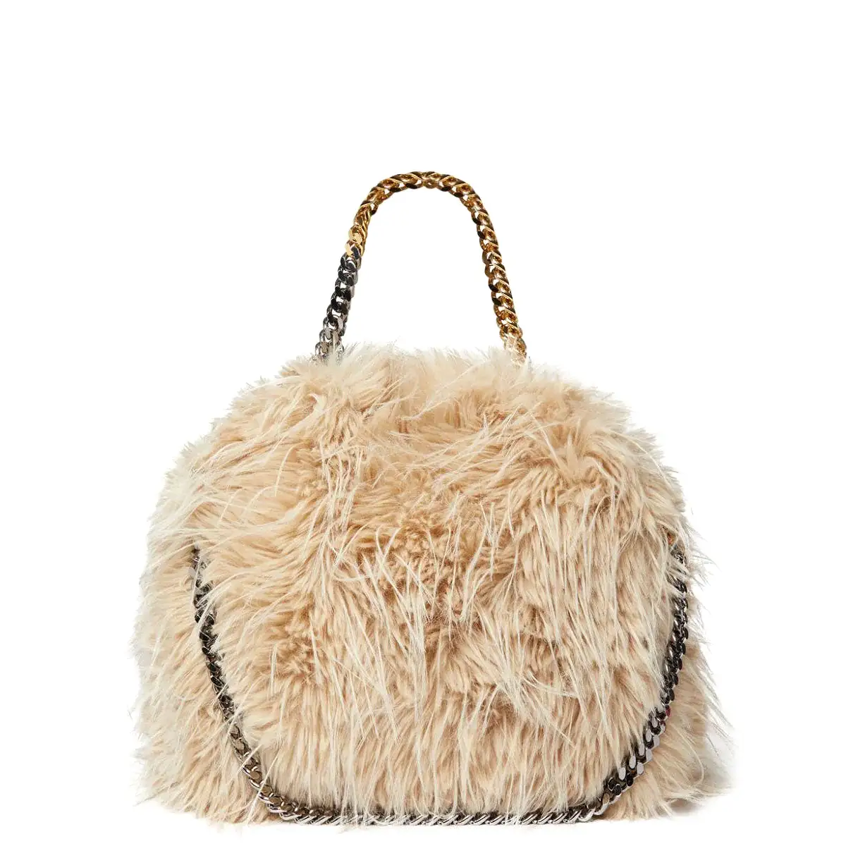 Falabella 3 Chain Tote Shaggy Goat, Birch