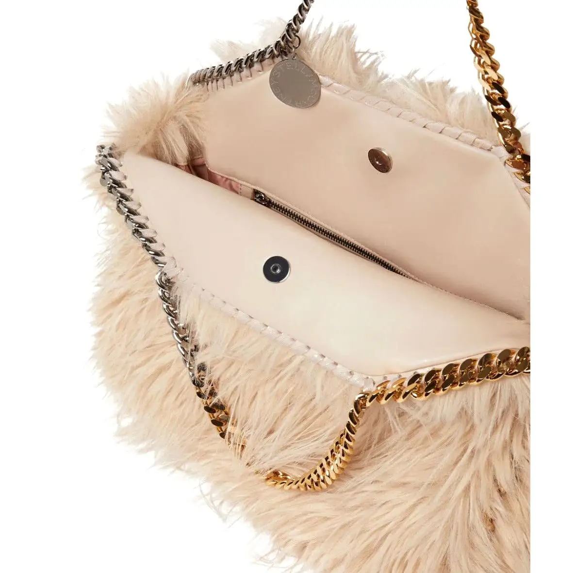 Falabella 3 Chain Tote Shaggy Goat, Birch