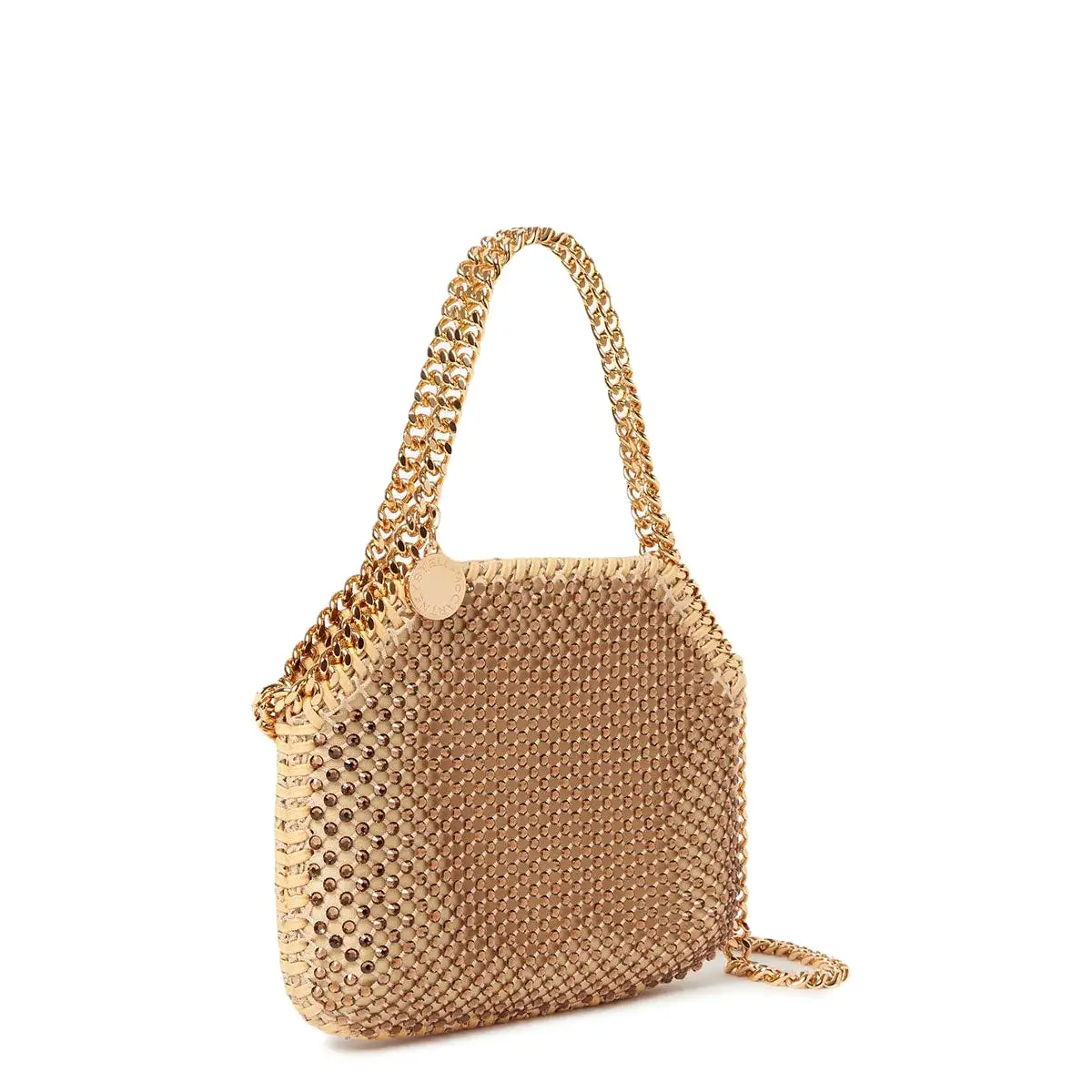 Falabella Mini Evening Crystal Mesh, Fawn