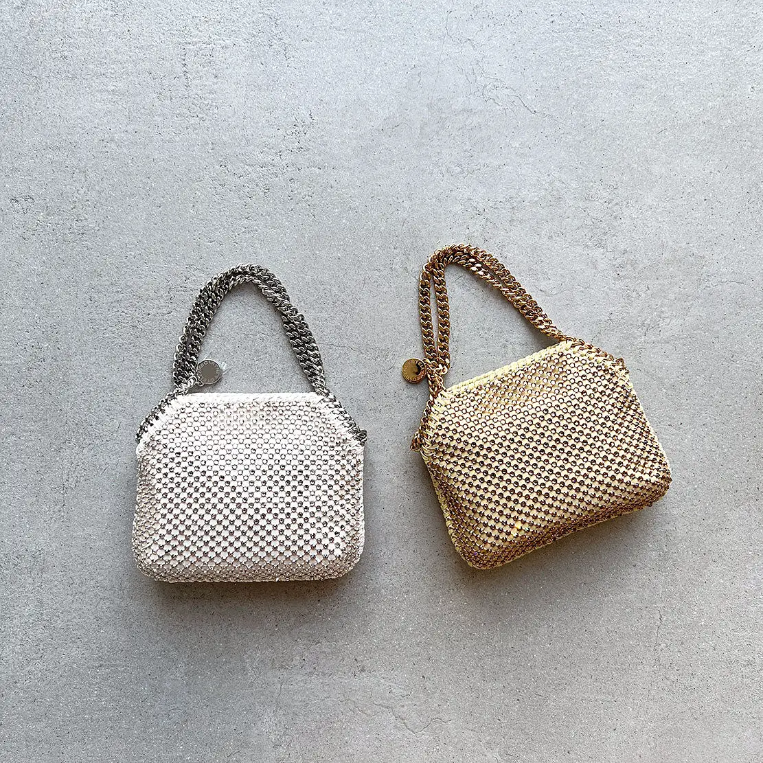 Falabella Mini Evening Crystal Mesh, Honey