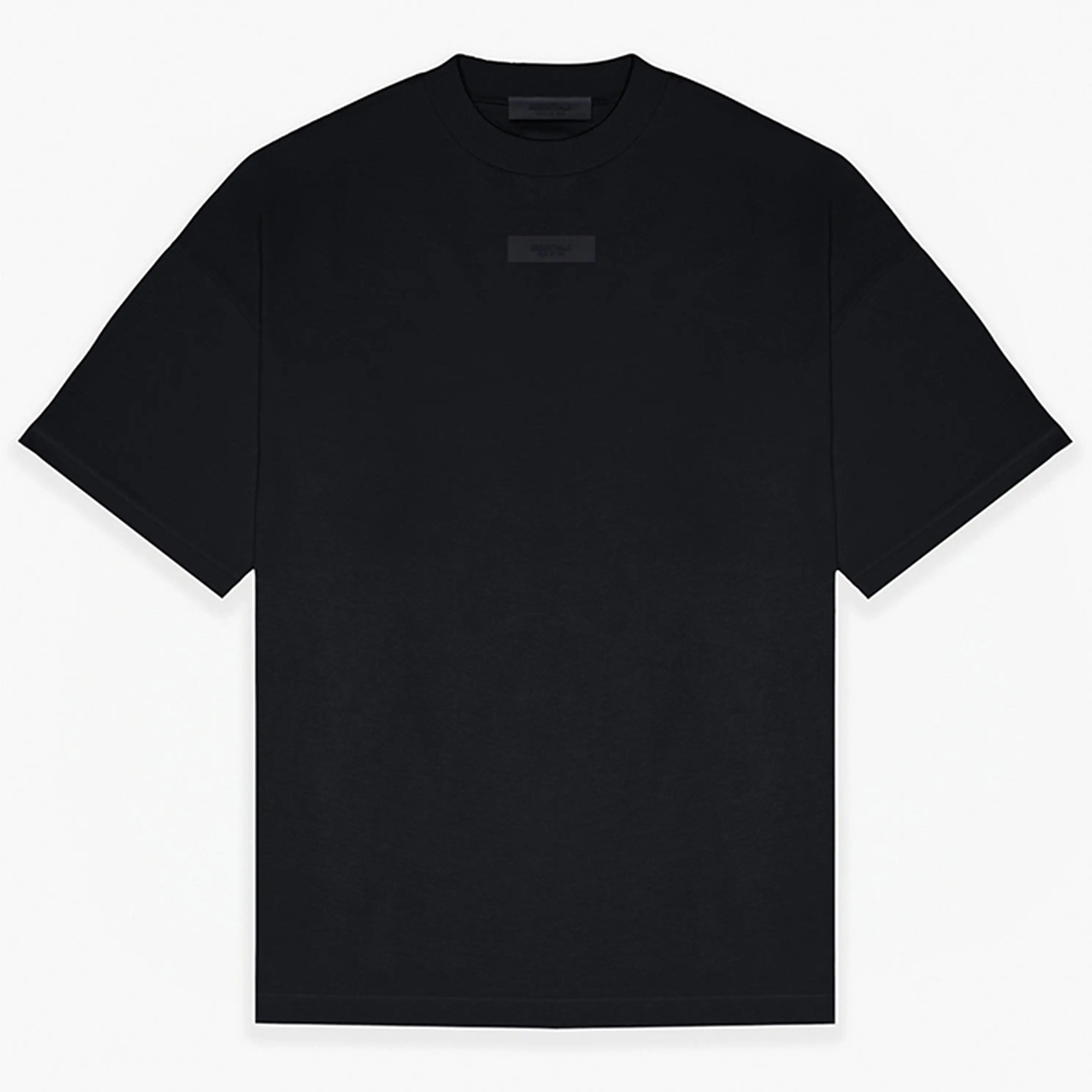 Fear of God Essentials Applique Box Logo Drop Shoulder Tee Black (Oversized)