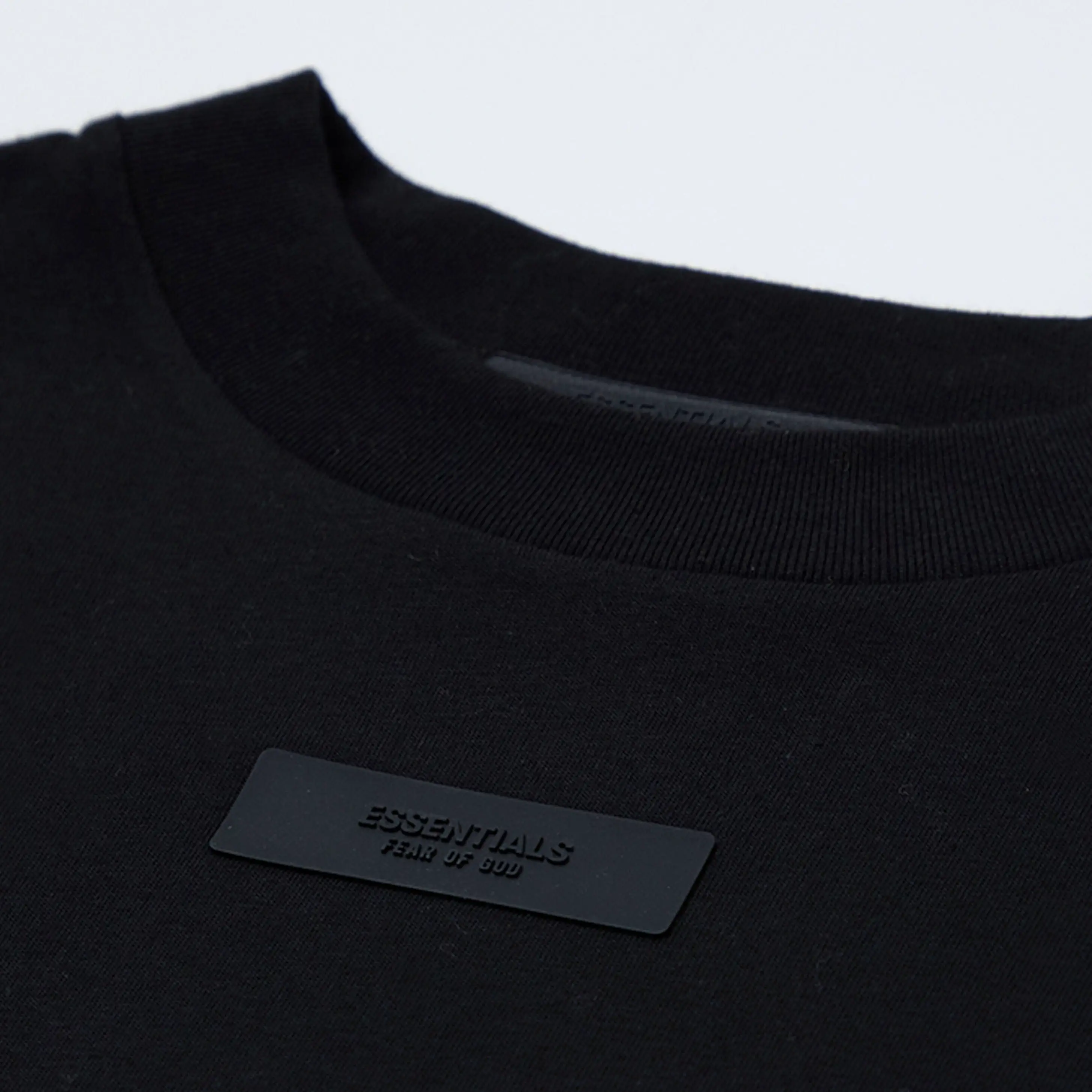 Fear of God Essentials Applique Box Logo Drop Shoulder Tee Black (Oversized)