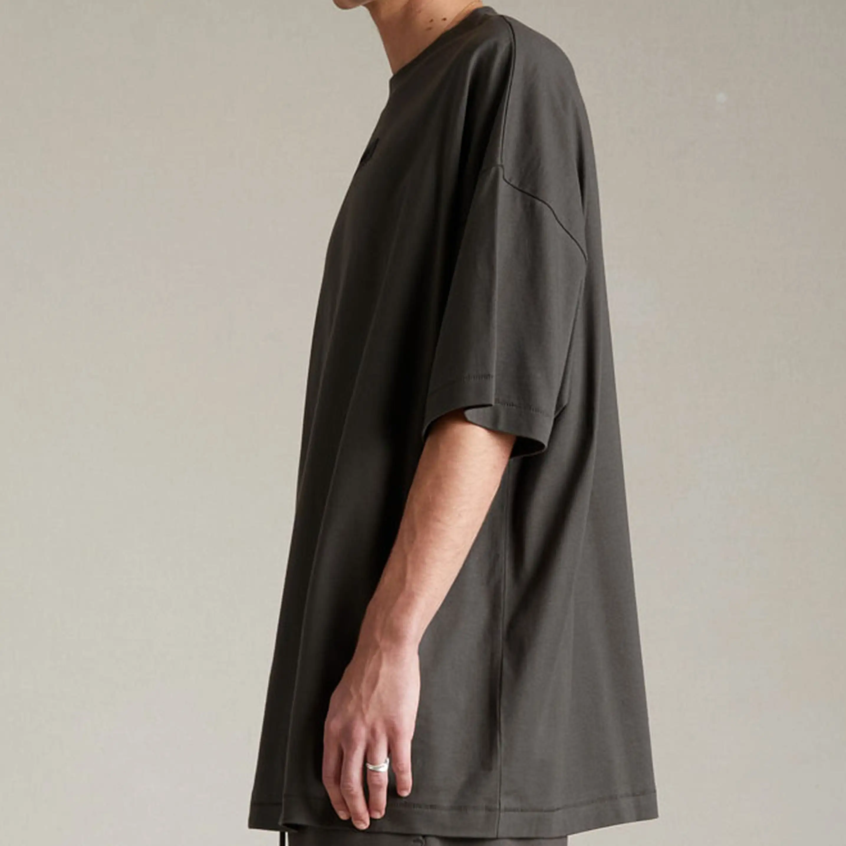 Fear of God Essentials Applique Box Logo Drop Shoulder Tee Ink (Oversized)