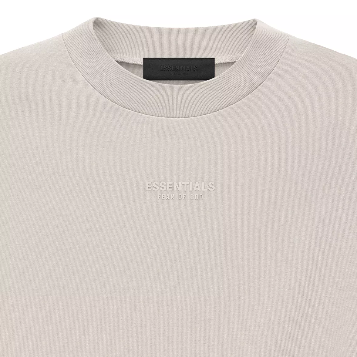 Fear of God Essentials Applique Logo Drop Shoulder Tee Silver Cloud (Oversized)