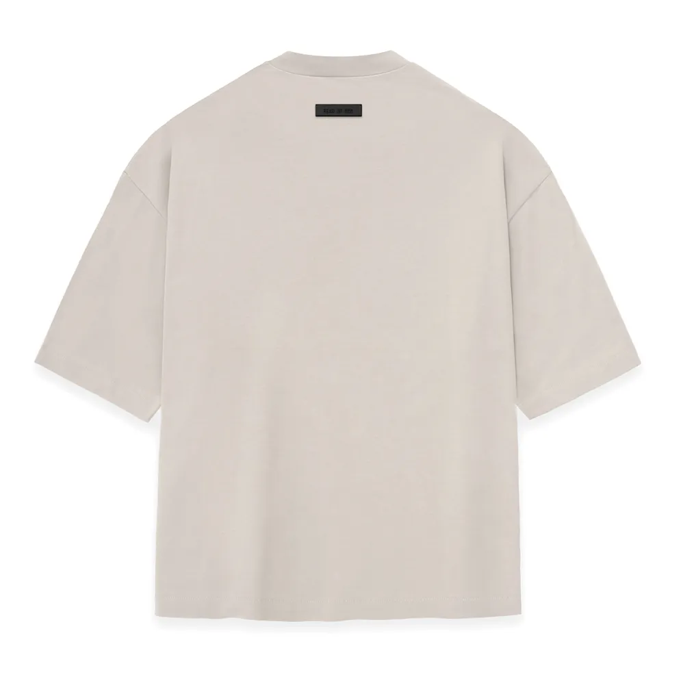 Fear of God Essentials Applique Logo Drop Shoulder Tee Silver Cloud (Oversized)