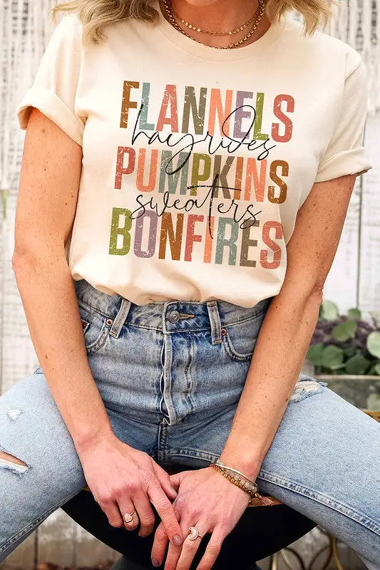 FLANNELS PUMPKINS BONFIRES GRAPHIC TEE PLUS SIZE