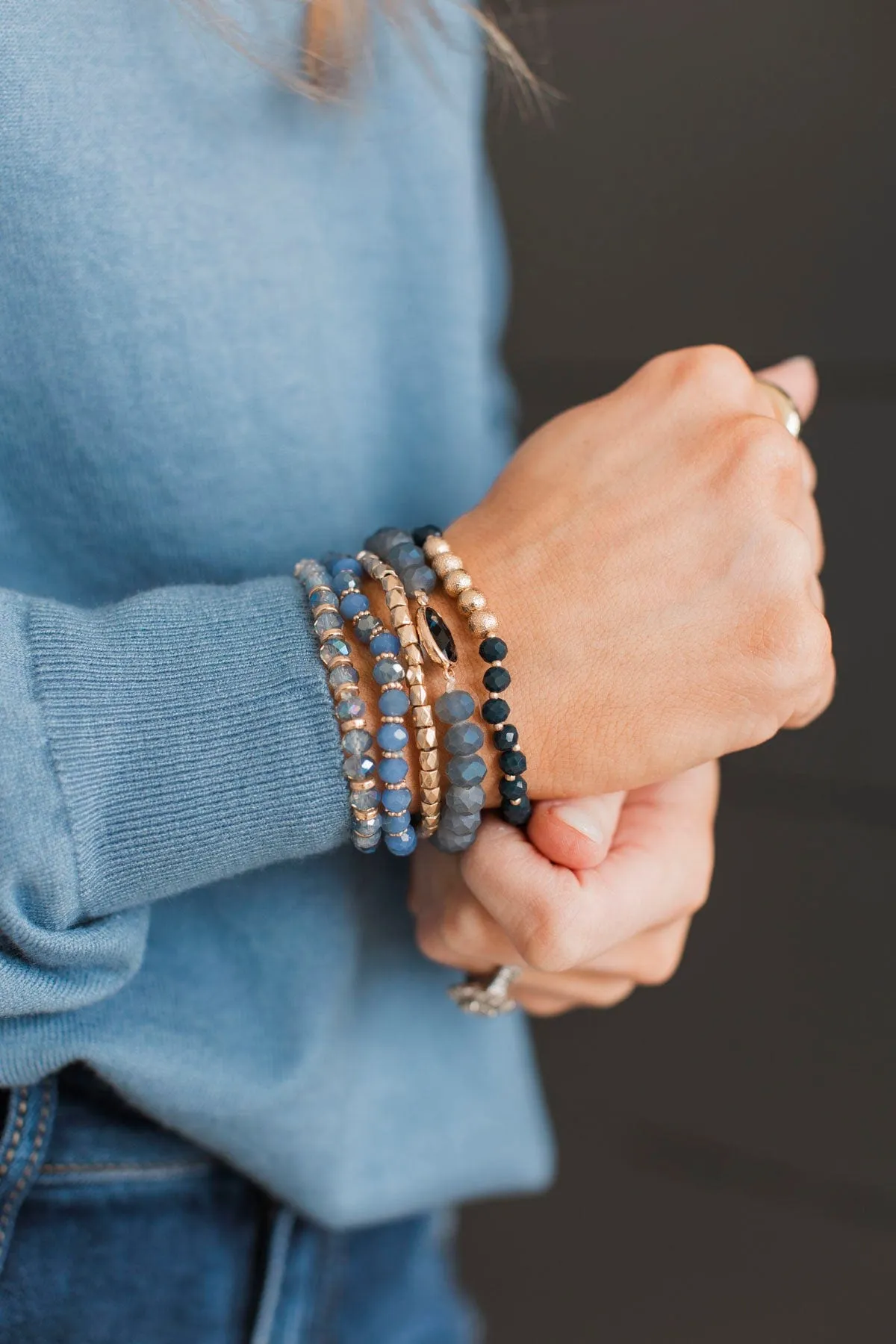 For An Eternity Beaded Bracelet Set- Blue