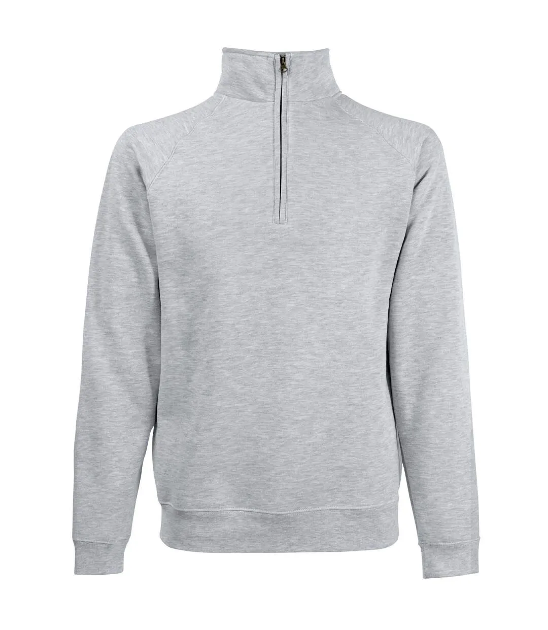 Fruit Of The Loom Mens Zip Neck Sweatshirt Top (Heather Grey) - UTBC1370