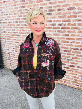 Garnet Plaid Shirt Jacket