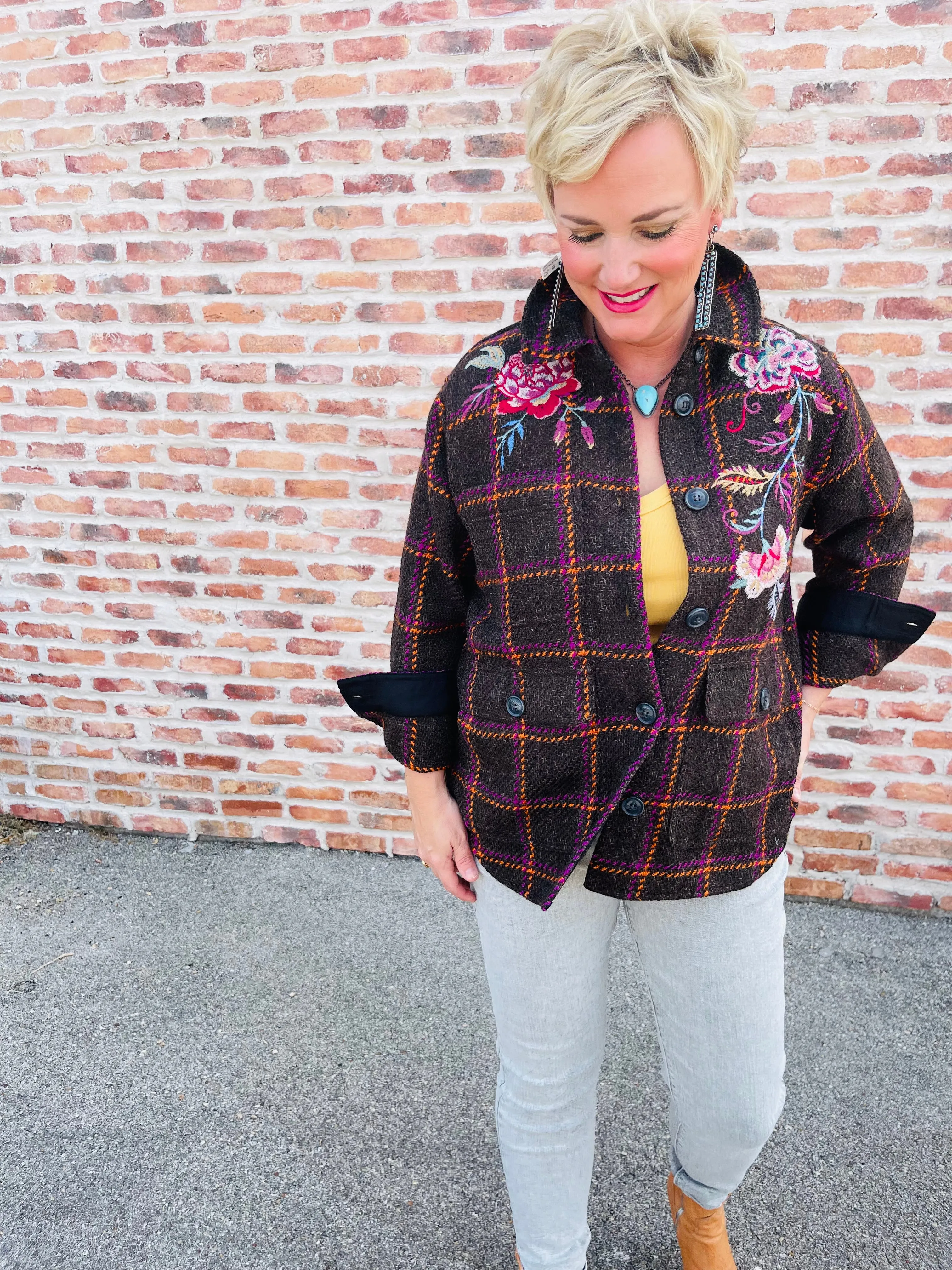 Garnet Plaid Shirt Jacket