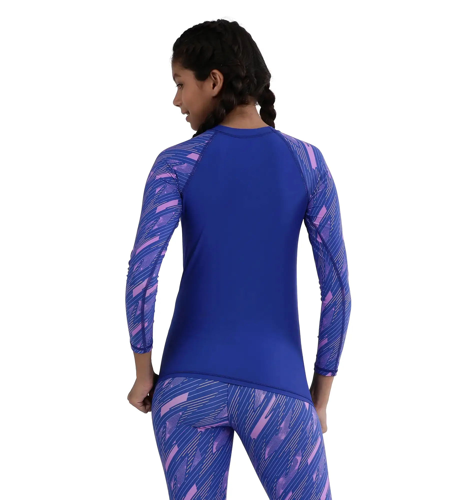 Girl's Endurance Hyperboom Long Sleeve Suntop - True Cobalt  &  Sweet Purple