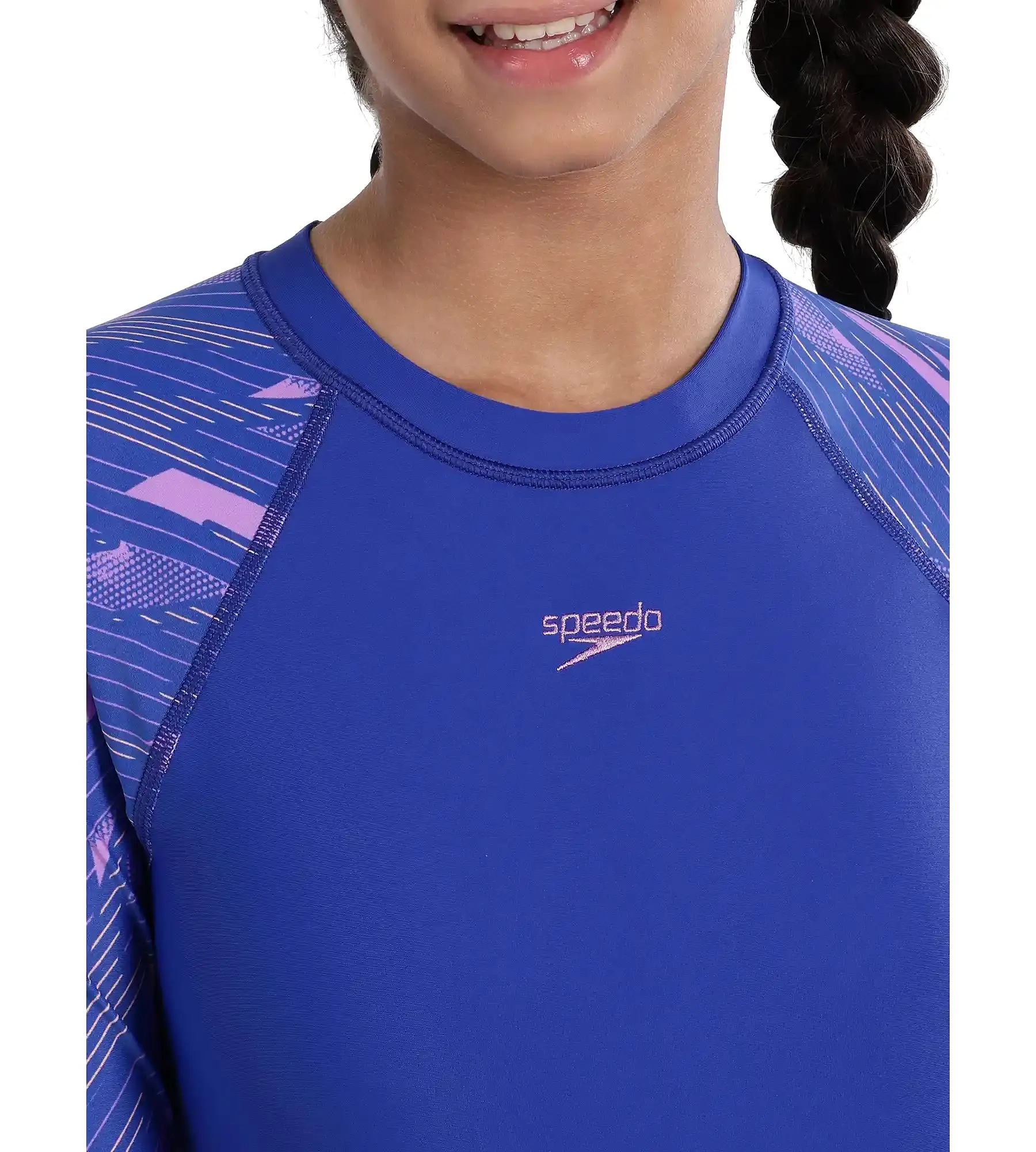 Girl's Endurance Hyperboom Long Sleeve Suntop - True Cobalt  &  Sweet Purple