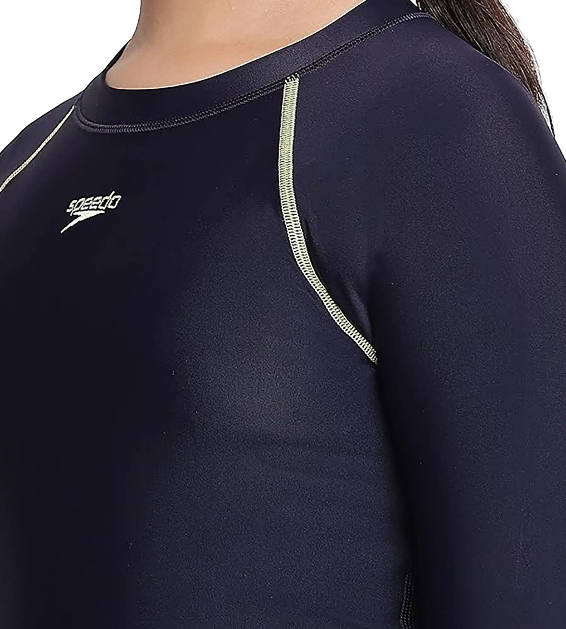 Girl's Endurance Solid Long Sleeve Suntop - True Navy  &  Spritz