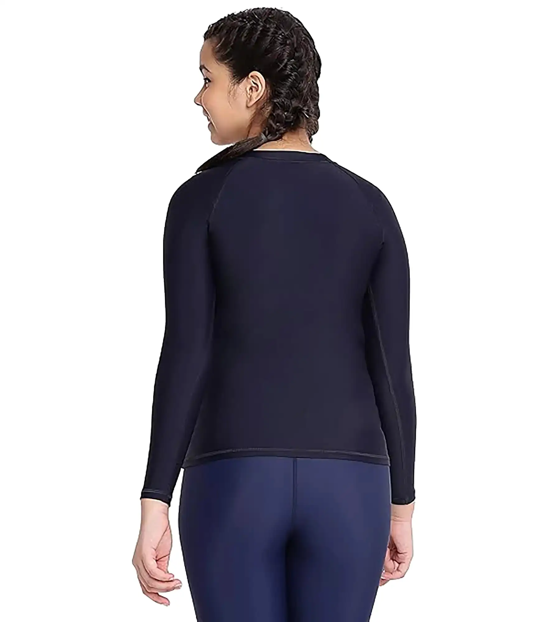 Girl's Endurance Solid Long Sleeve Suntop - True Navy  &  Spritz