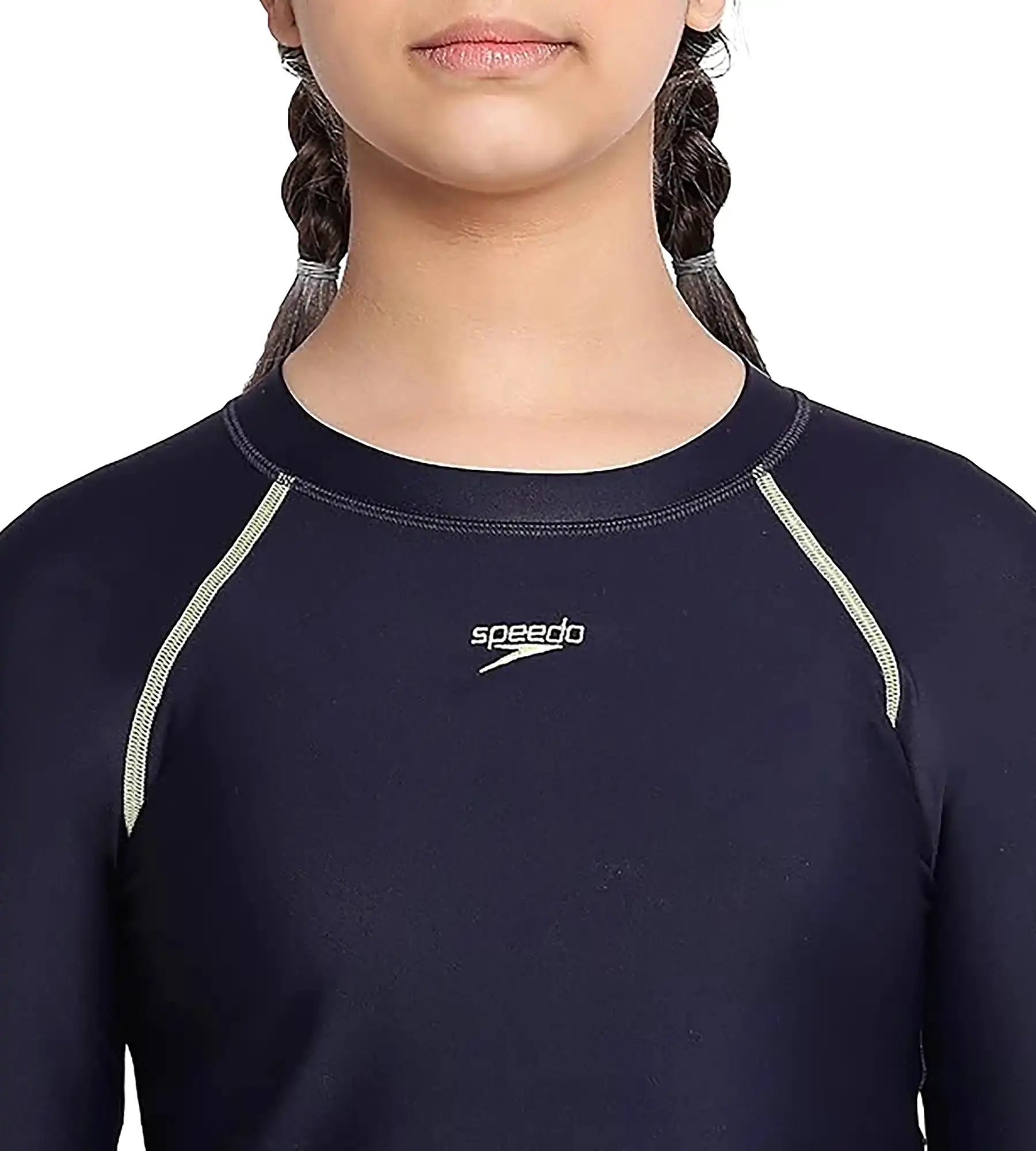 Girl's Endurance Solid Long Sleeve Suntop - True Navy  &  Spritz