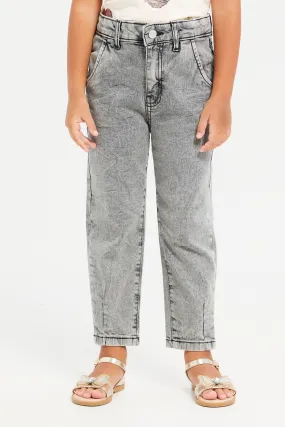 Girls Grey Baggy Fit Denim Jeans