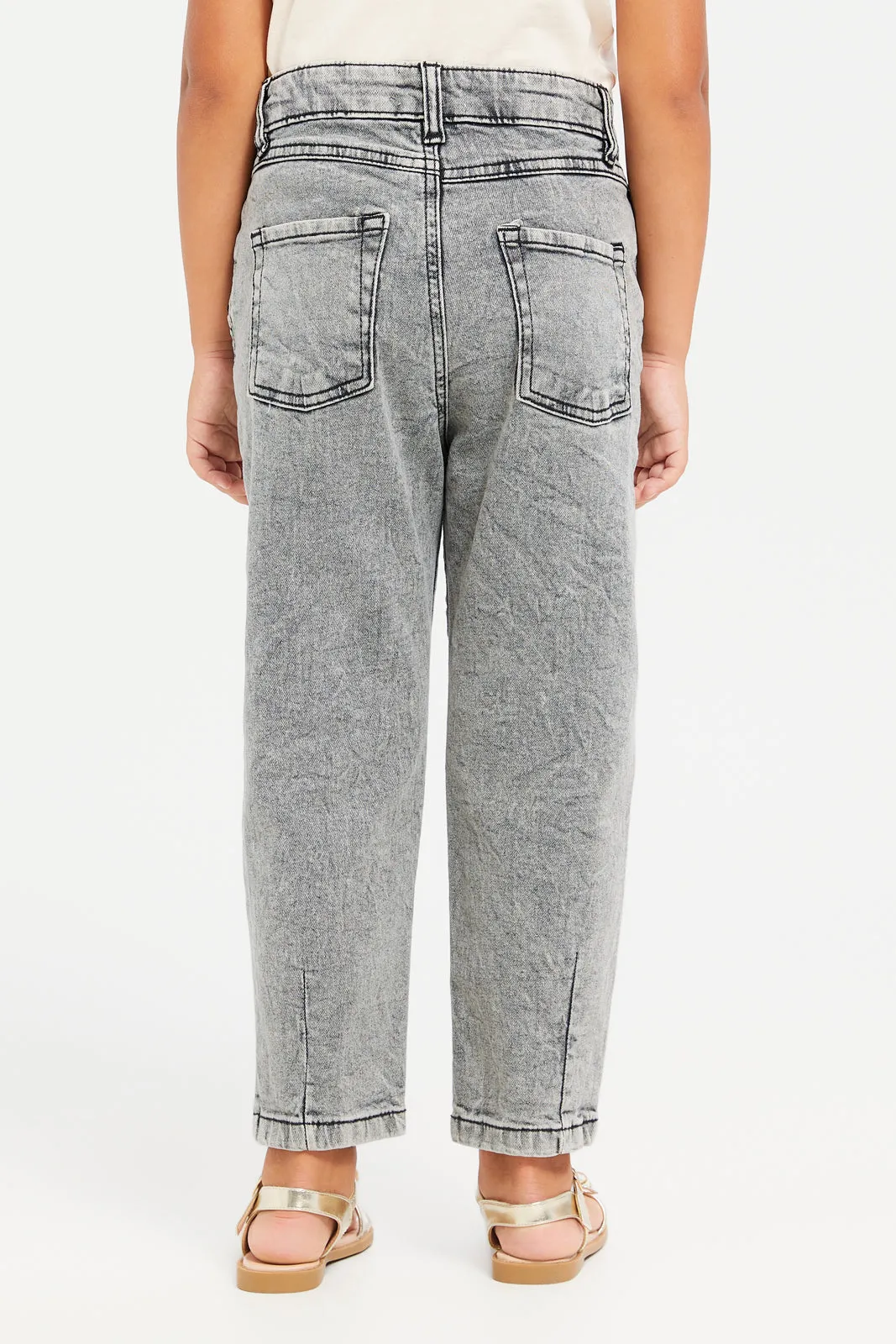 Girls Grey Baggy Fit Denim Jeans