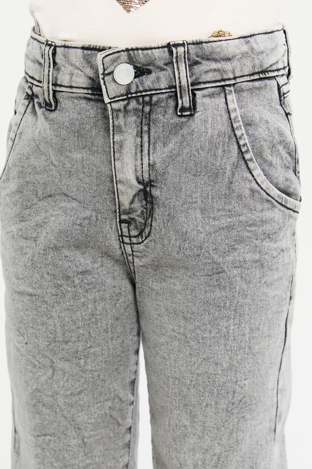 Girls Grey Baggy Fit Denim Jeans