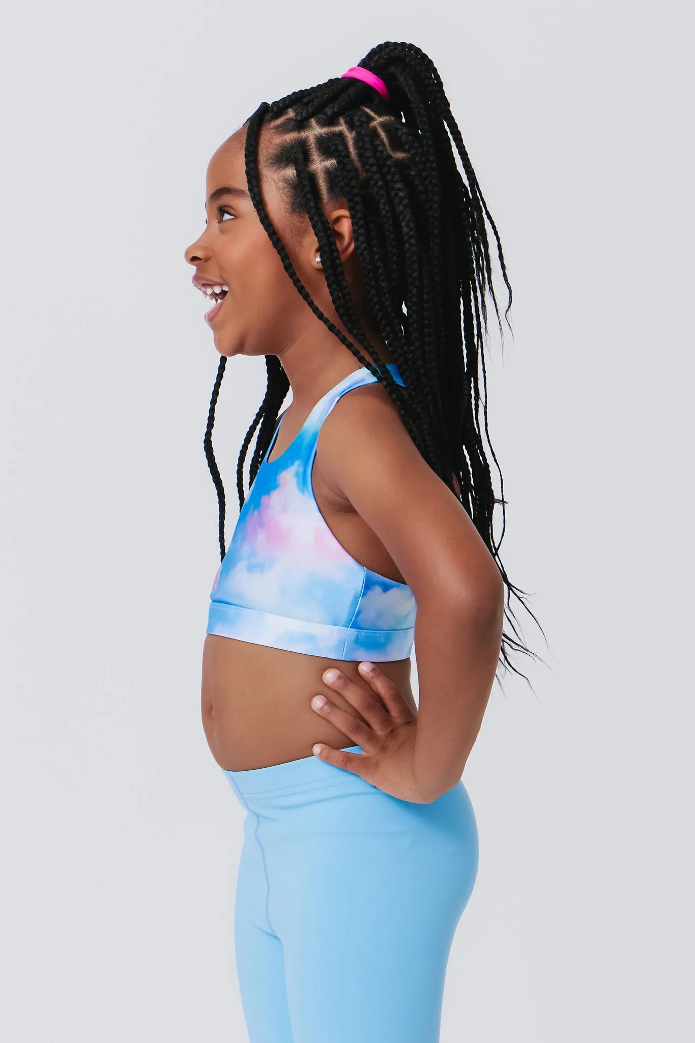 Girls Sports Bra in Cotton Candy Clouds