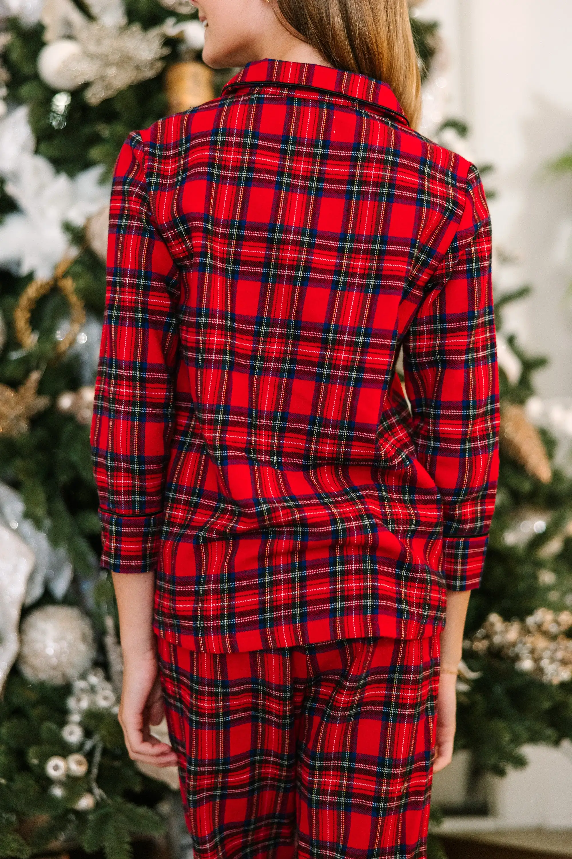 Girls: Staying In Tartan Plaid L/S Pajama Set