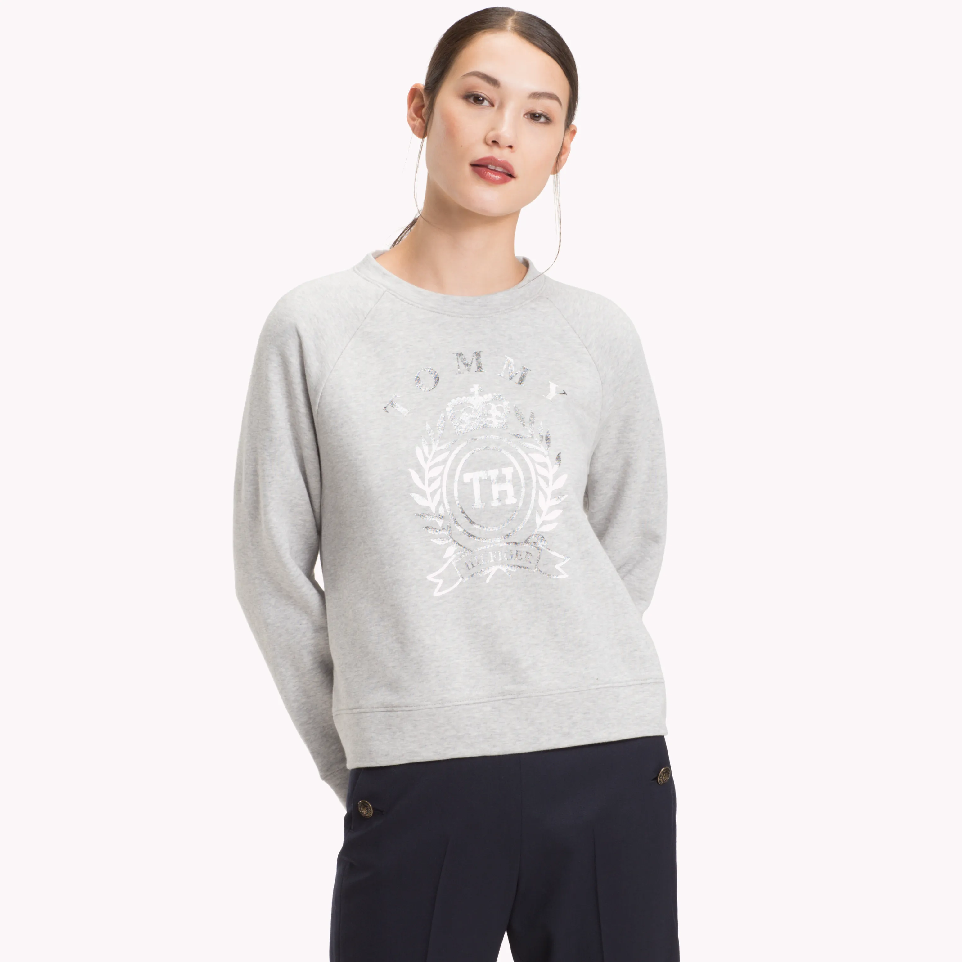 Grey Sparkle Crest Sweatshirt | Sweatshirts & Hoodies | Tommy Hilfiger