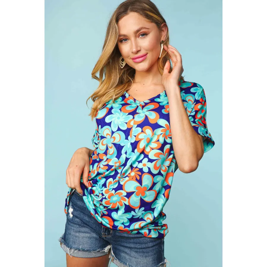 Haptics Floral Drop Shoulder Short Sleeve T-Shirt