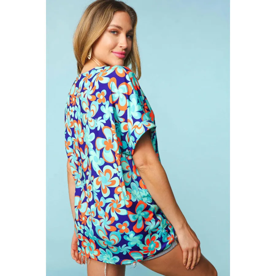 Haptics Floral Drop Shoulder Short Sleeve T-Shirt