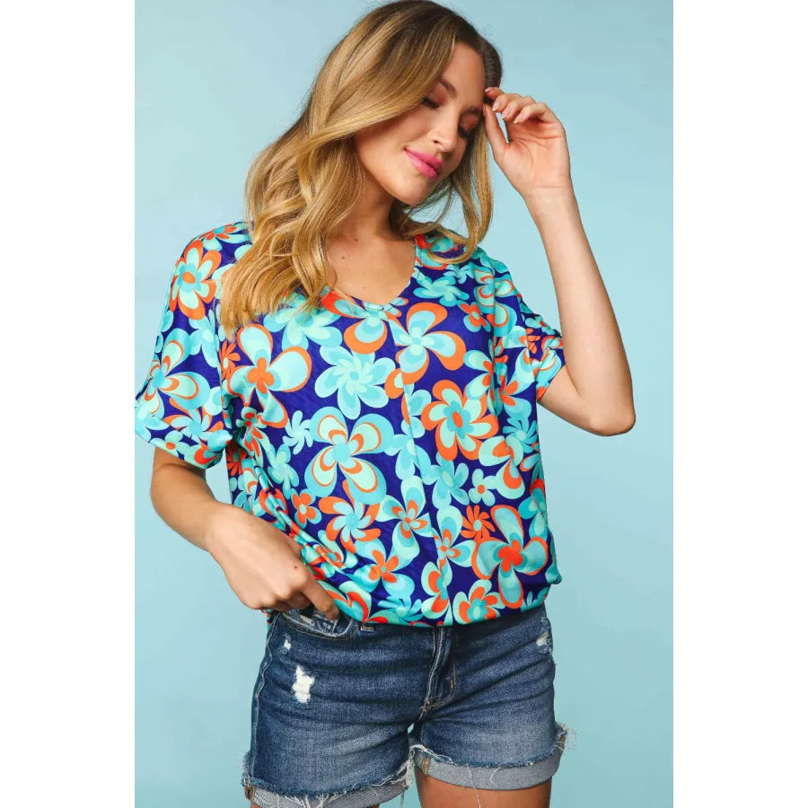 Haptics Floral Drop Shoulder Short Sleeve T-Shirt