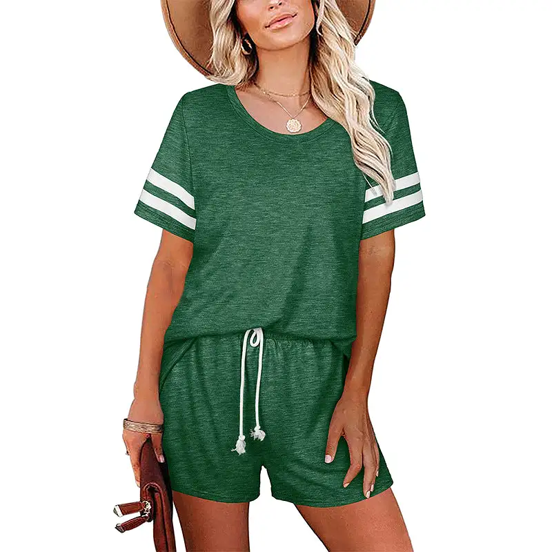 Haute Edition Varsity Striped Pajama Lounge Short Set