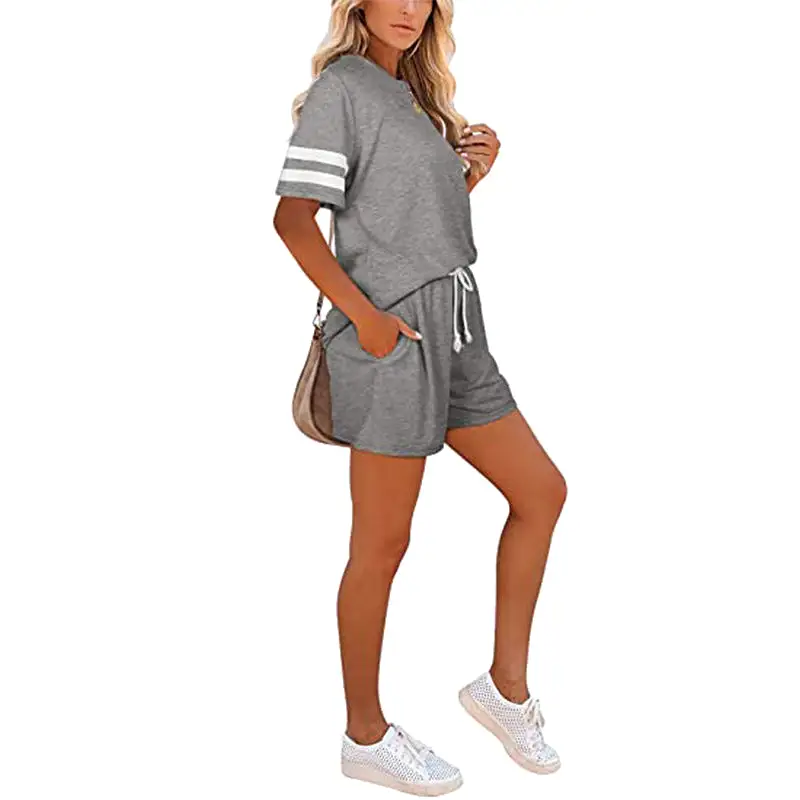 Haute Edition Varsity Striped Pajama Lounge Short Set