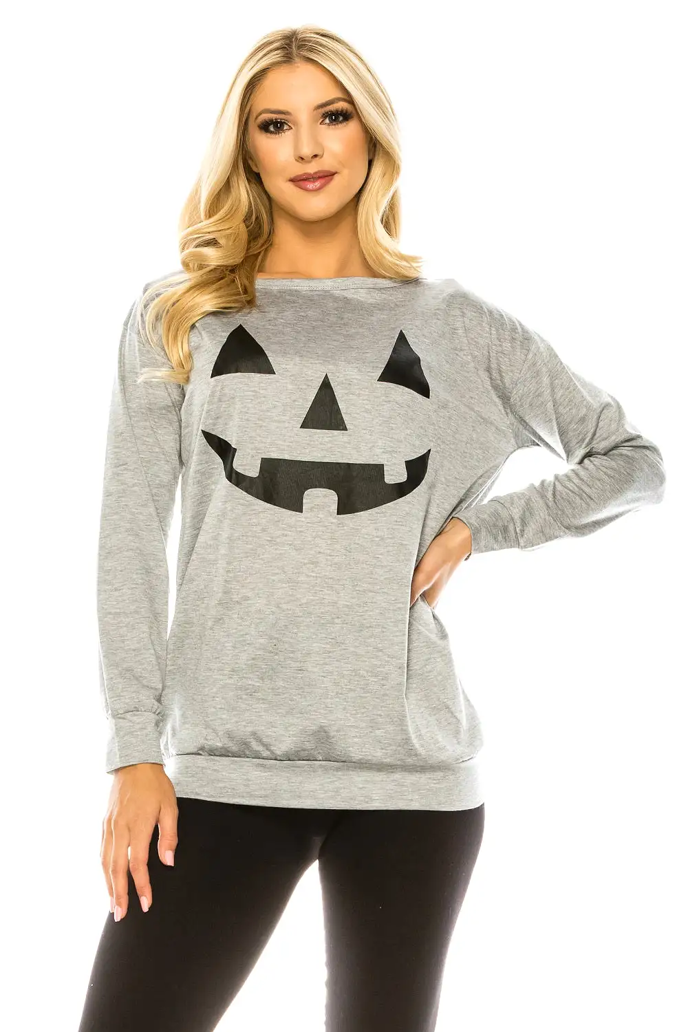 Haute Edition Women's Halloween Pumpkin Graphic Tee with Plus