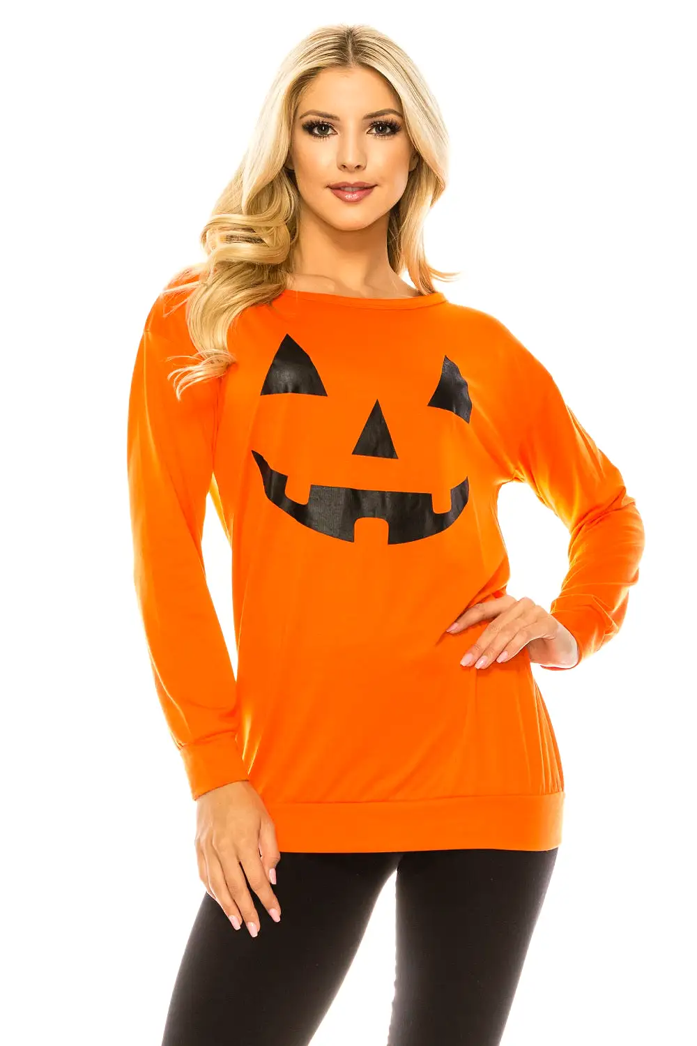 Haute Edition Women's Halloween Pumpkin Graphic Tee with Plus