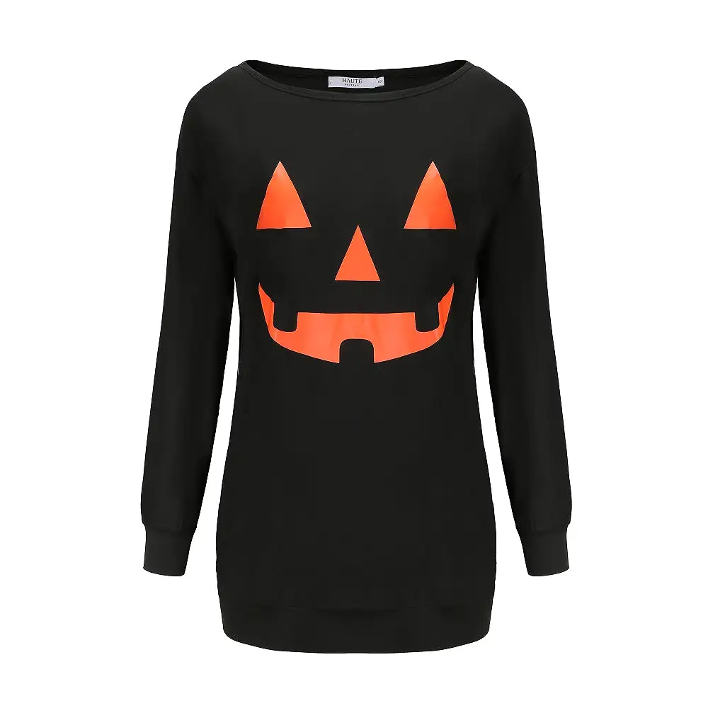 Haute Edition Women's Halloween Pumpkin Graphic Tee with Plus