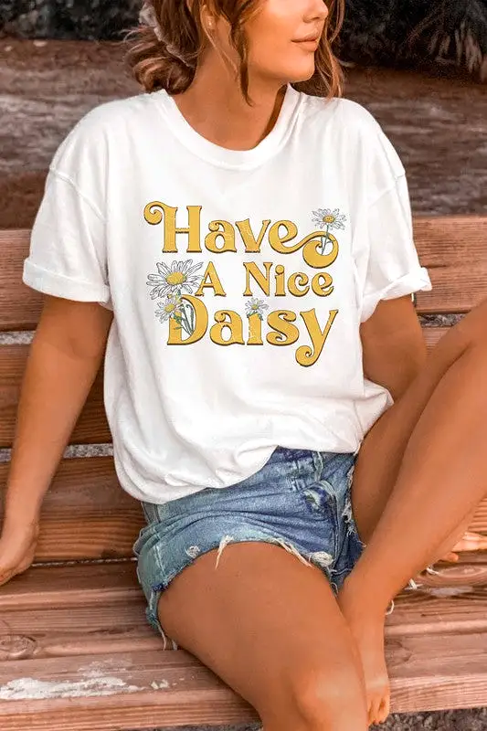 HAVE A NICE DAISY GRAPHIC TEE PLUS SIZE