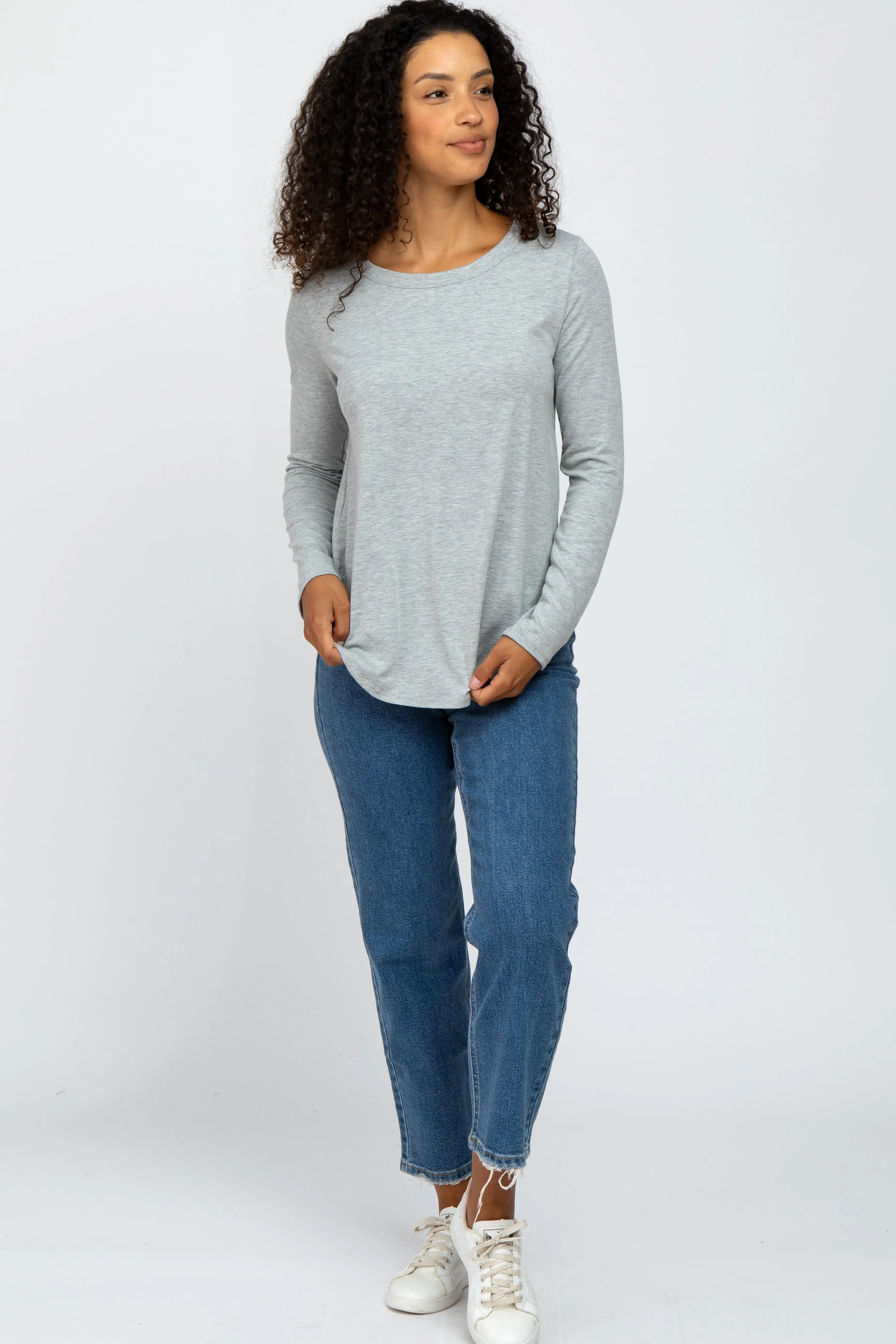 Heather Grey Basic Long Sleeve Top