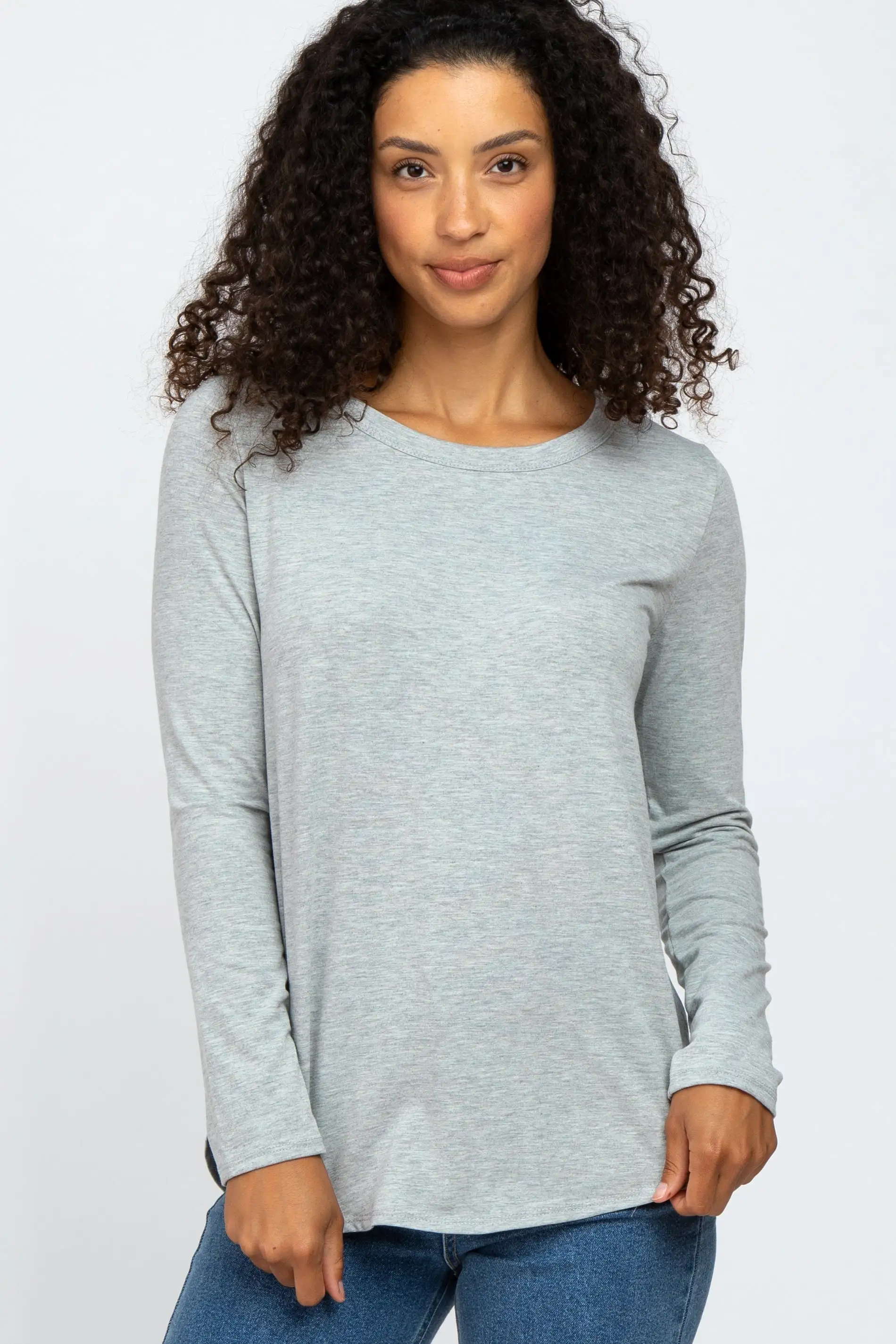 Heather Grey Basic Long Sleeve Top