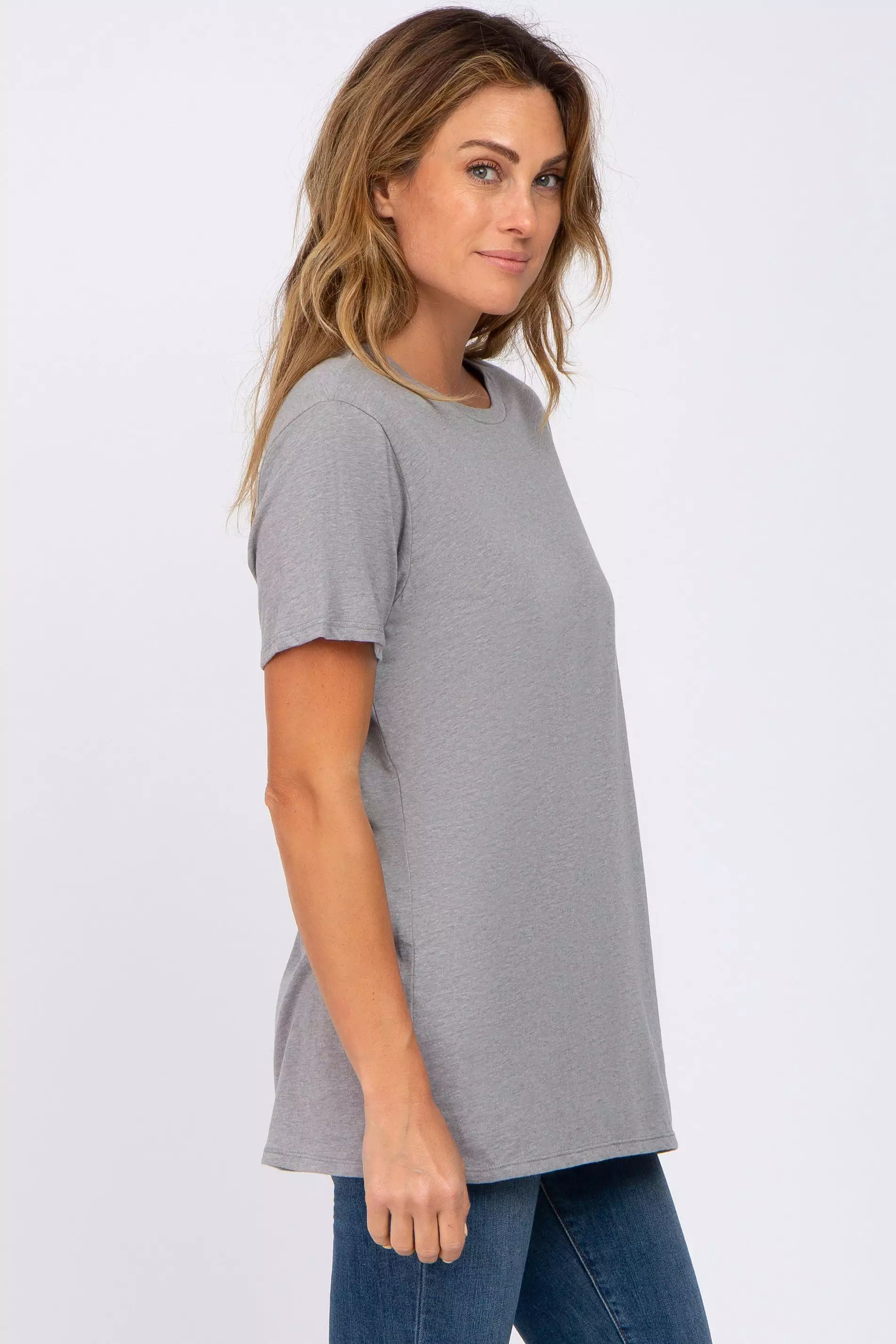 Heather Grey Oversized Short Sleeve Top