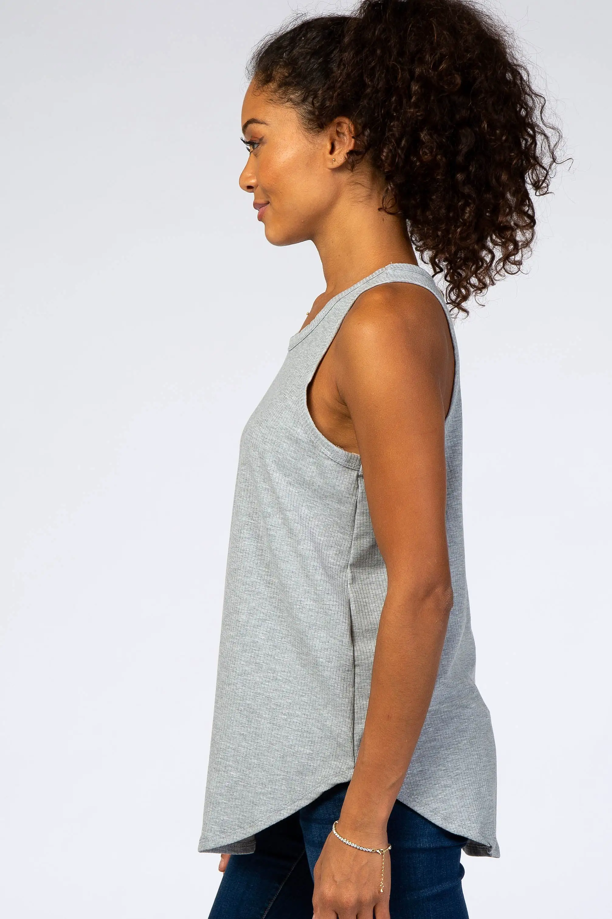 Heather Grey Ribbed Sleeveless Top