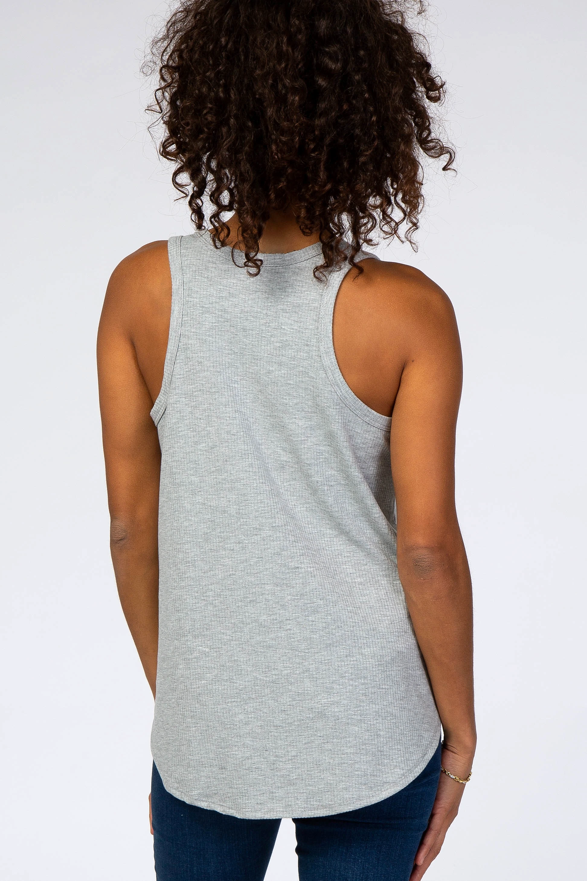 Heather Grey Ribbed Sleeveless Top