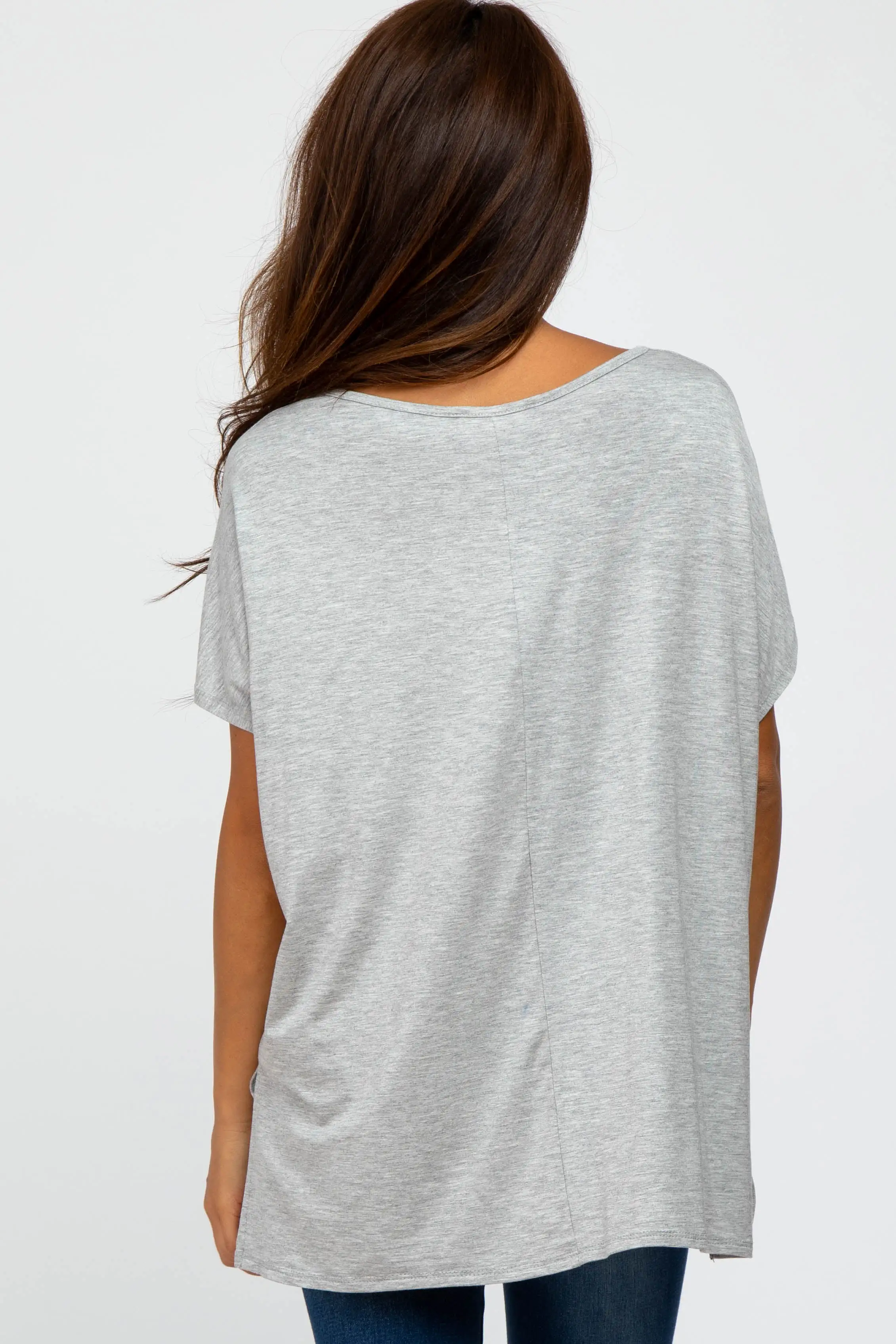 Heather Grey Short Sleeve Boatneck Top