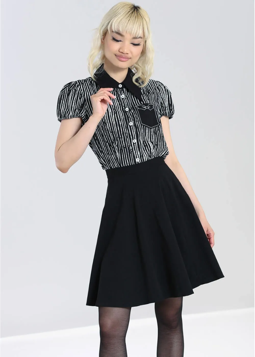 Hell Bunny Regan 50's Blouse Black