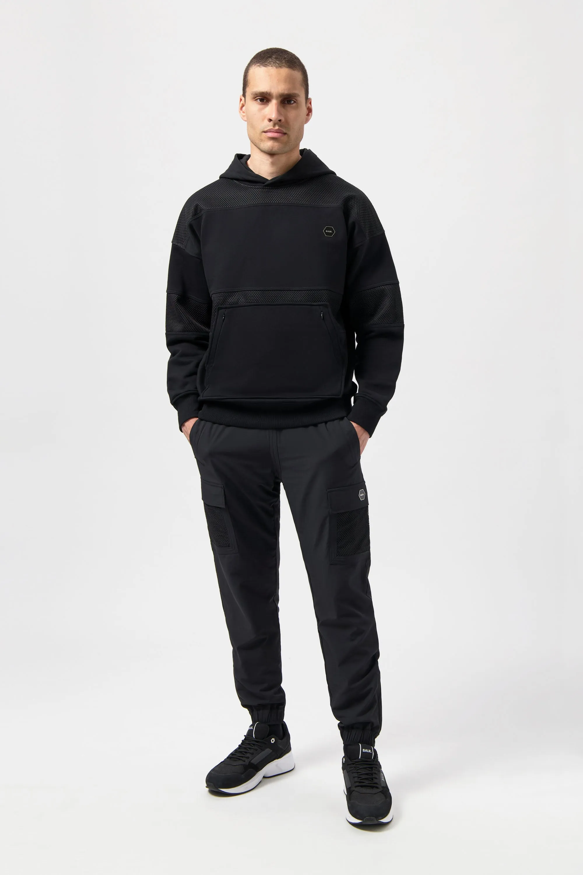 Hexline Box Fit Hoodie Jet Black