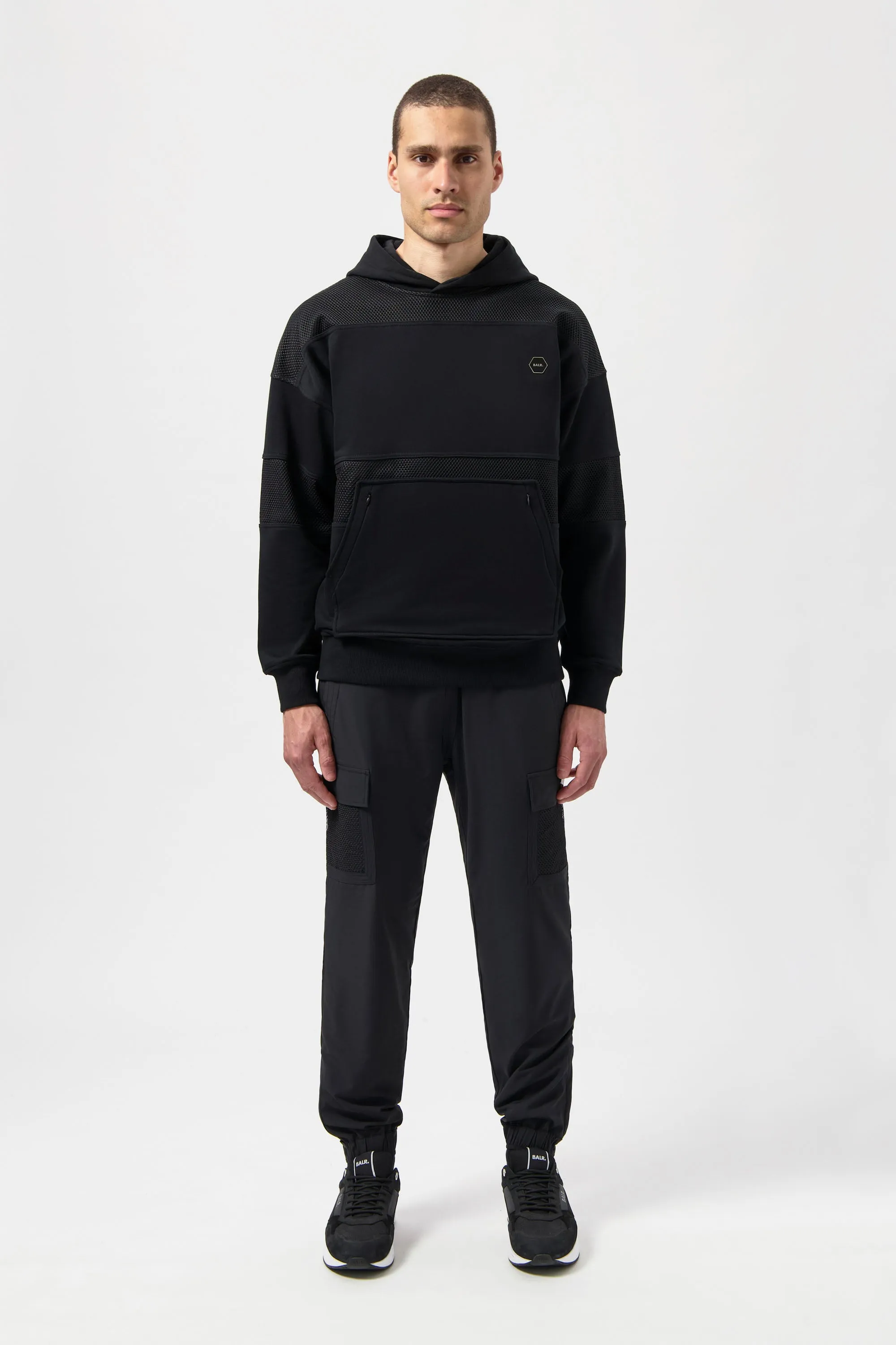 Hexline Box Fit Hoodie Jet Black