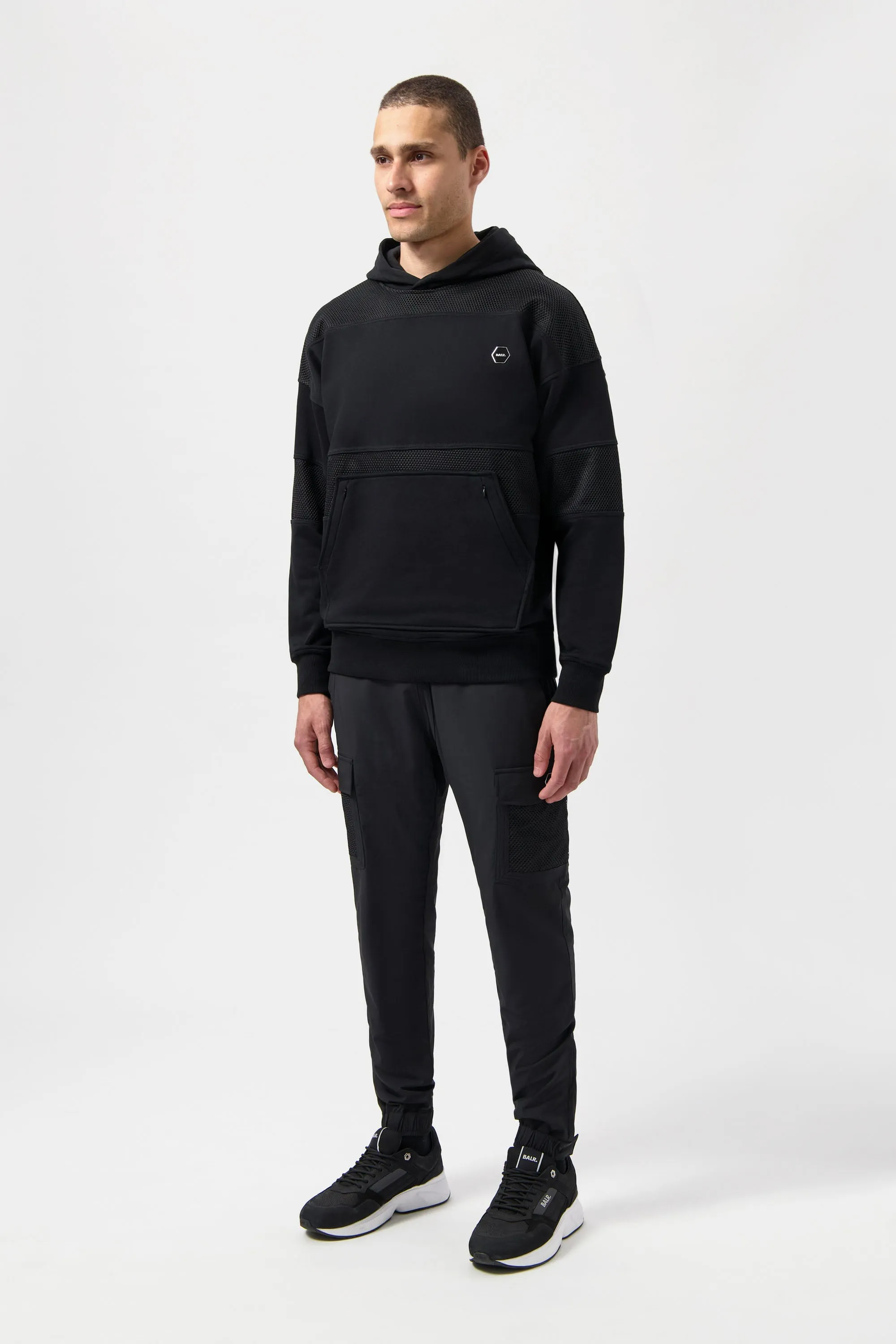 Hexline Box Fit Hoodie Jet Black