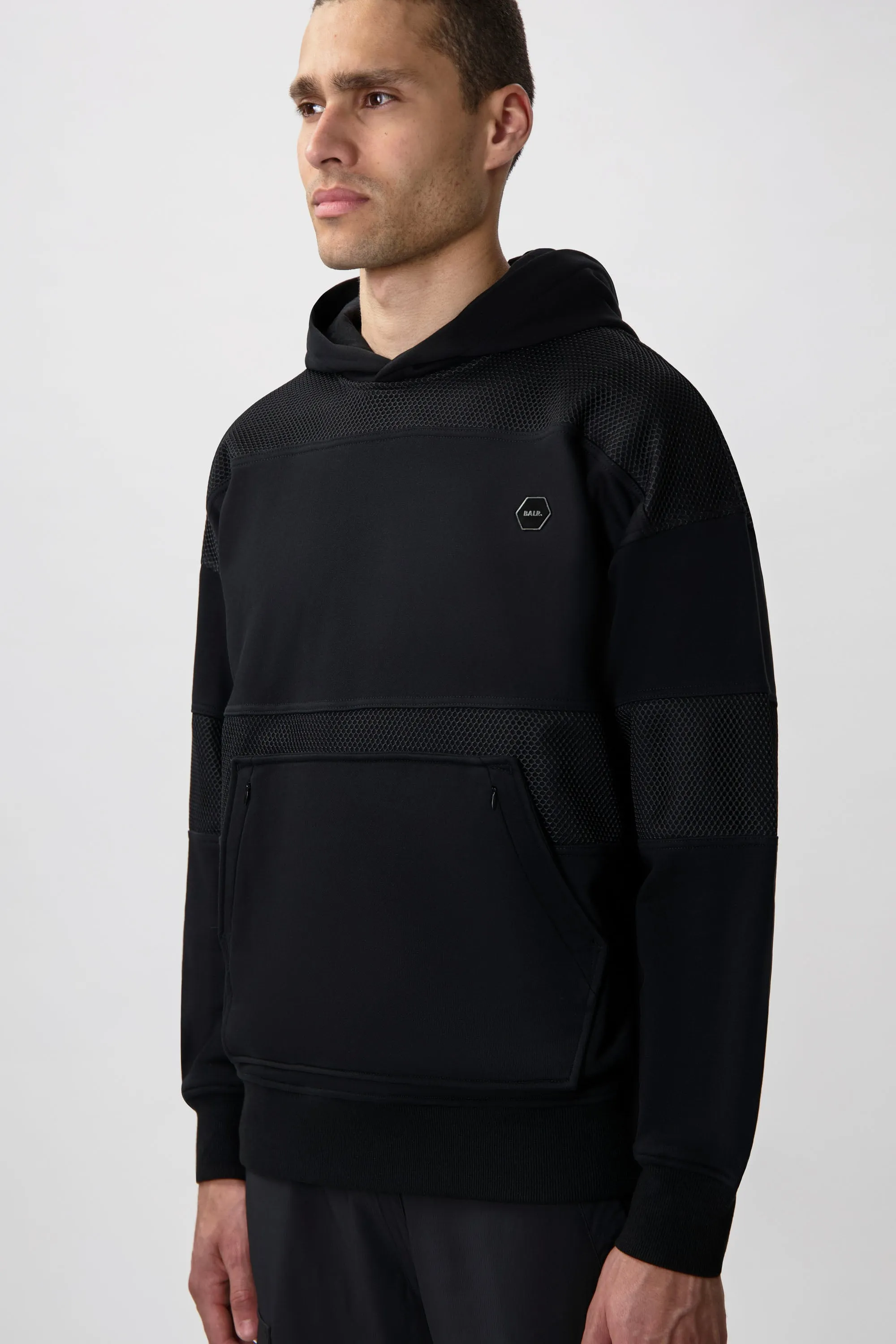 Hexline Box Fit Hoodie Jet Black