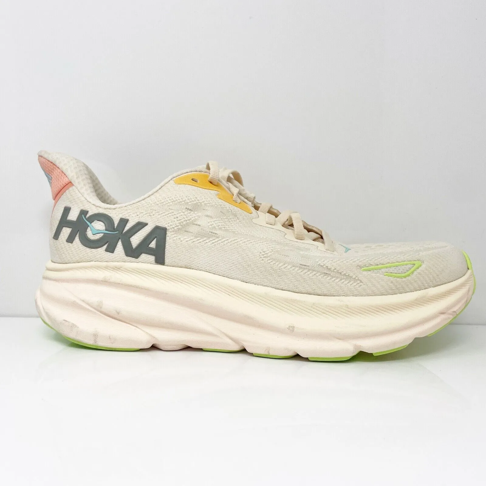 Hoka One One Womens Clifton 9 1127896 VLS Beige Running Shoes Sneakers Size 10 B