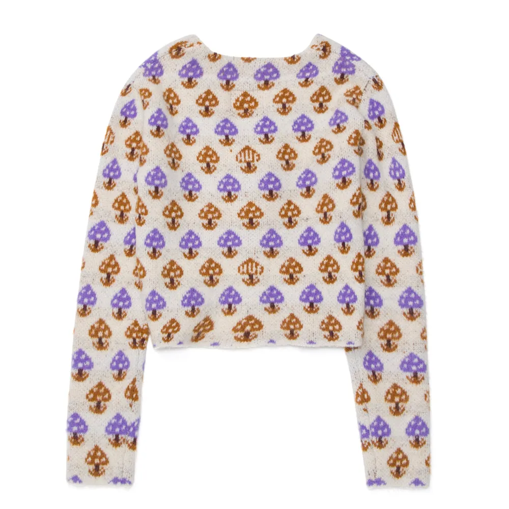 HUF SHROOM CROPPED CARDIGAN // OFF WHITE