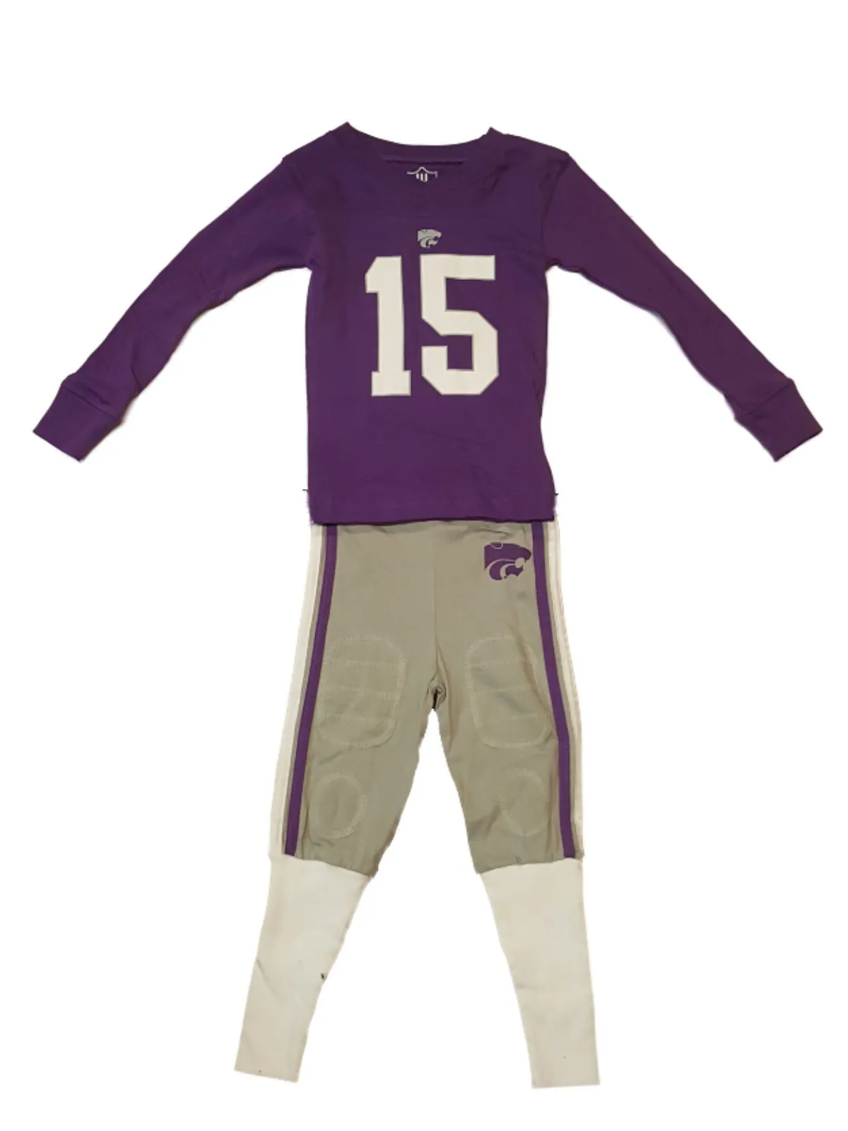 Kansas State Wildcats Long John Football Uniform Style Pajama Sleep Set (3T)