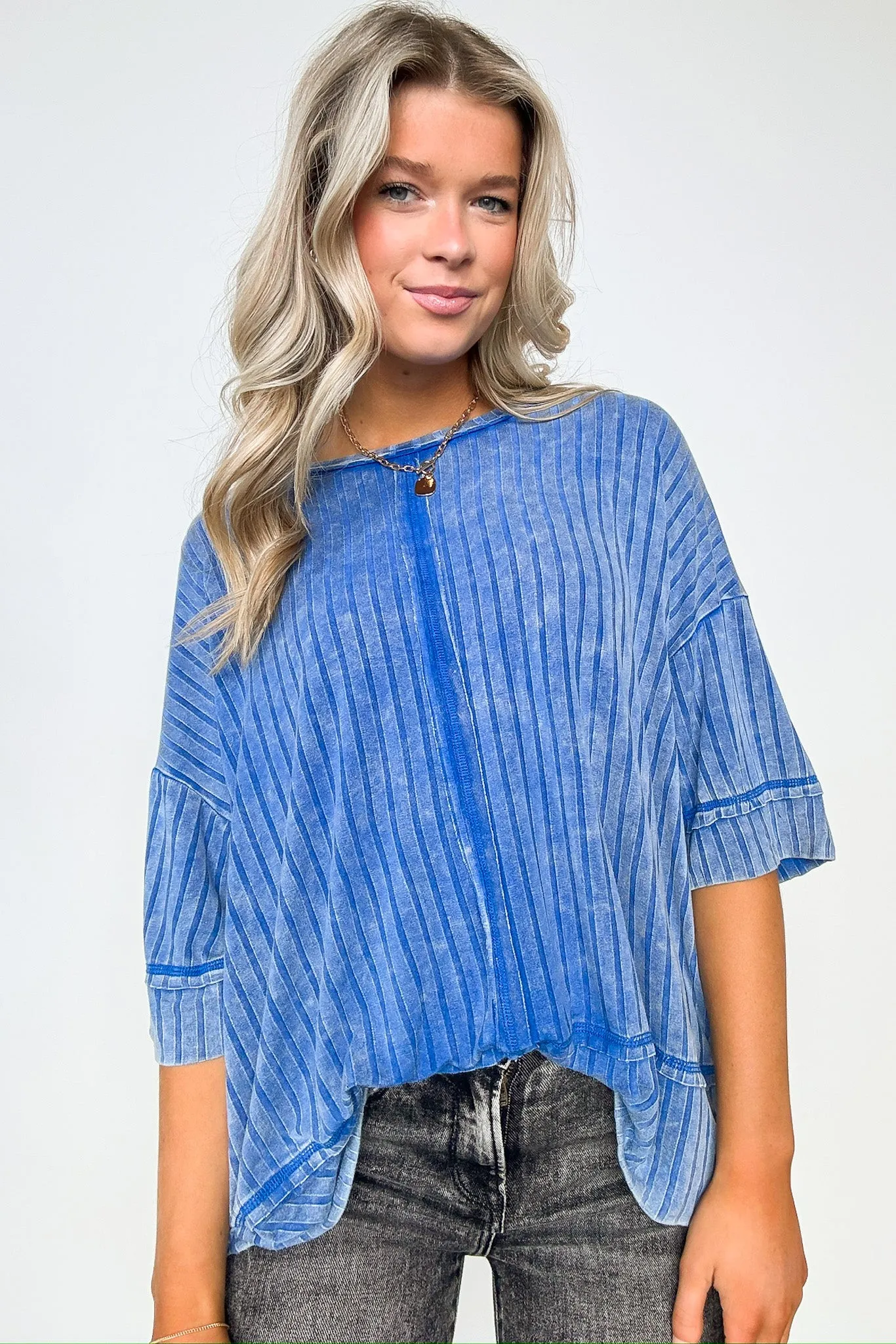 Katerinah Ribbed Drop Shoulder Top - BACK IN STOCK