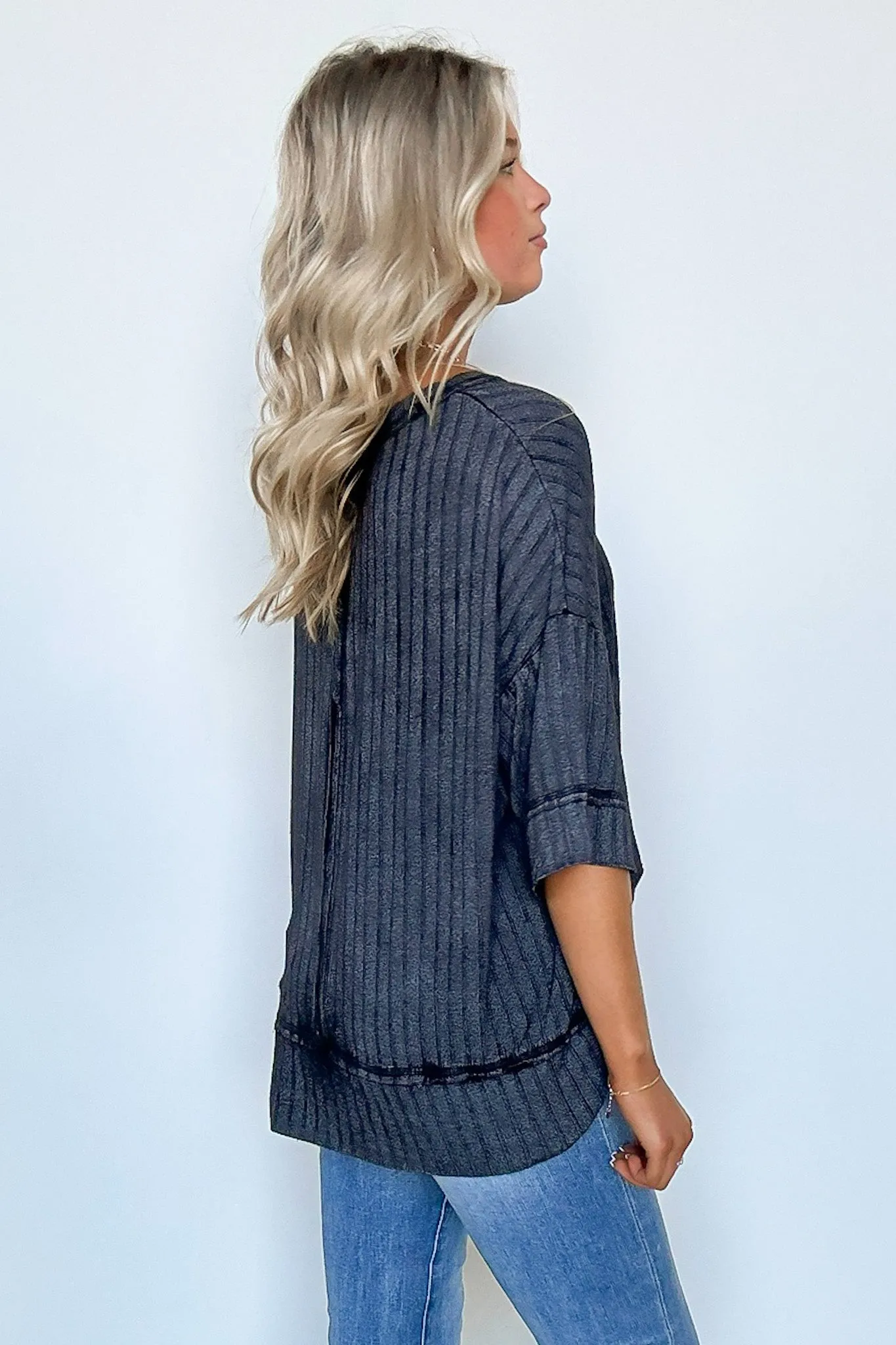 Katerinah Ribbed Drop Shoulder Top - BACK IN STOCK